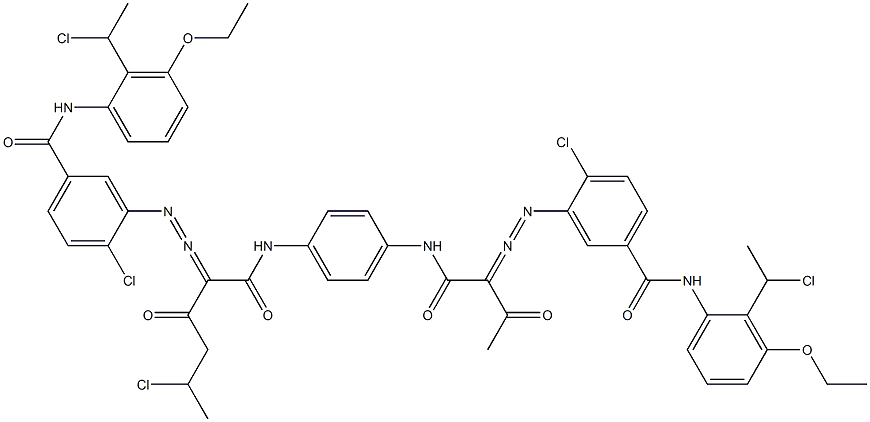 3,3'-[2-(1-Chloroethyl)-1,4-phenylenebis[iminocarbonyl(acetylmethylene)azo]]bis[N-[2-(1-chloroethyl)-3-ethoxyphenyl]-4-chlorobenzamide] Struktur