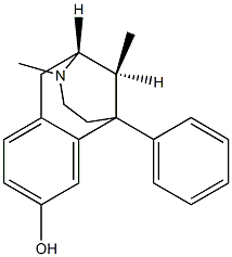 (2R,11S)-1,2,3,4,5,6-Hexahydro-3,11-dimethyl-6-phenyl-2,6-methano-3-benzazocin-8-ol Struktur