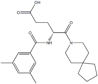 (R)-4-(3,5-Dimethylbenzoylamino)-5-oxo-5-(8-azaspiro[4.5]decan-8-yl)valeric acid Struktur