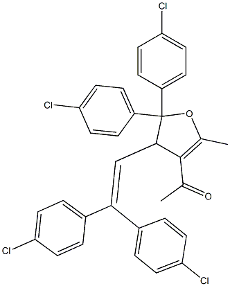 4,5-Dihydro-3-acetyl-2-methyl-4-[2,2-bis(4-chlorophenyl)ethenyl]-5,5-bis(4-chlorophenyl)furan Struktur