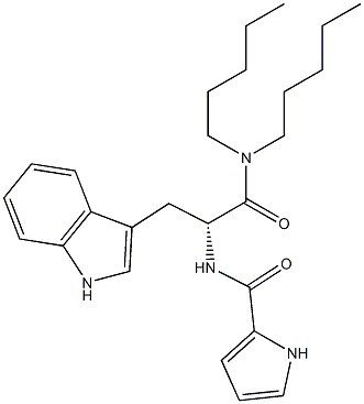 (R)-2-[(1H-Pyrrol-2-yl)carbonylamino]-3-(1H-indol-3-yl)-N,N-dipentylpropanamide Struktur