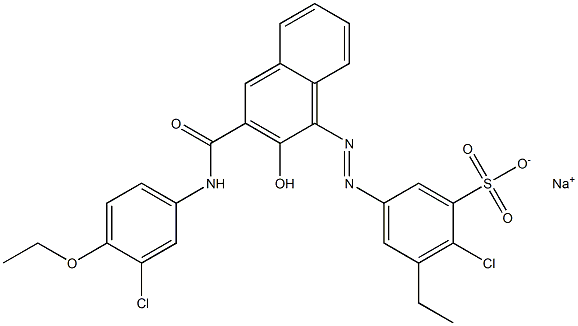 2-Chloro-3-ethyl-5-[[3-[[(3-chloro-4-ethoxyphenyl)amino]carbonyl]-2-hydroxy-1-naphtyl]azo]benzenesulfonic acid sodium salt Struktur