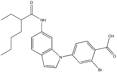 4-[6-(2-Ethylhexanoylamino)-1H-indol-1-yl]-2-bromobenzoic acid Struktur