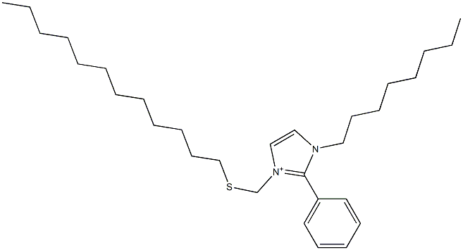 1-Octyl-2-phenyl-3-[(dodecylthio)methyl]-1H-imidazol-3-ium Struktur