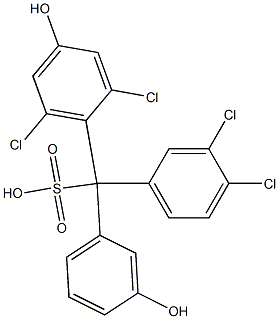 (3,4-Dichlorophenyl)(2,6-dichloro-4-hydroxyphenyl)(3-hydroxyphenyl)methanesulfonic acid Struktur