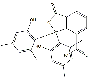 1,3-Dihydro-1,1-bis(6-hydroxy-2,4-dimethylphenyl)-3-oxoisobenzofuran-7-carboxylic acid Struktur