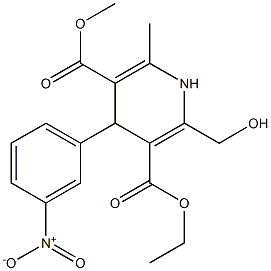 1,4-Dihydro-2-hydroxymethyl-6-methyl-4-(3-nitrophenyl)pyridine-3,5-dicarboxylic acid 3-ethyl 5-methyl ester Struktur