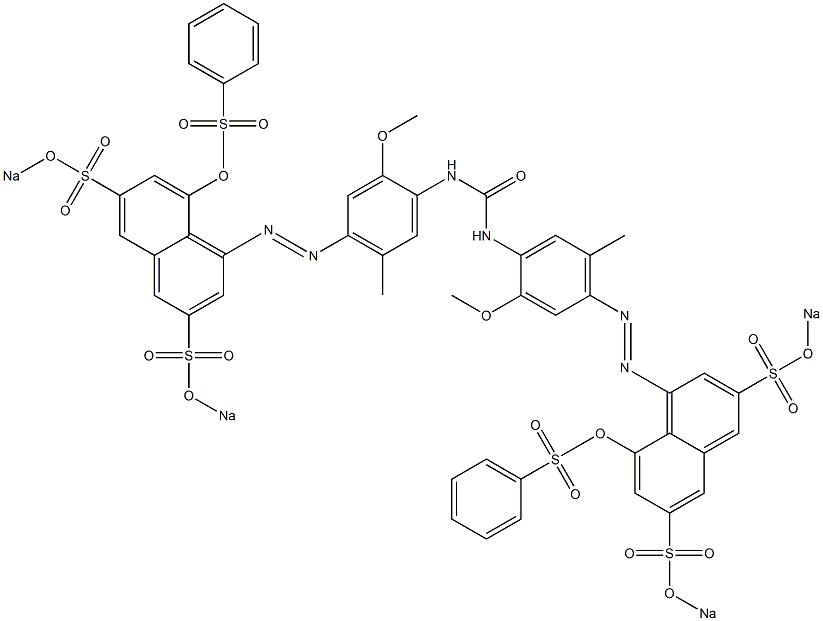 3,3'-Ureylenebis[4-methoxy-6-[8-phenylsulfonyloxy-3,6-di(sodiosulfo)-1-naphtylazo]toluene] Struktur