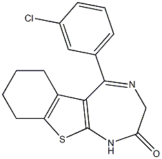 5-(3-Chlorophenyl)-6,7,8,9-tetrahydro-1H-[1]benzothieno[2,3-e]-1,4-diazepin-2(3H)-one Struktur