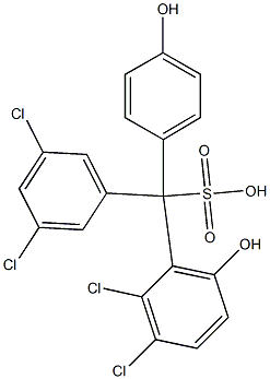 (3,5-Dichlorophenyl)(2,3-dichloro-6-hydroxyphenyl)(4-hydroxyphenyl)methanesulfonic acid Struktur