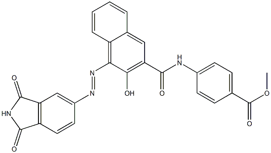 4-[3-Hydroxy-4-[(1,3-dioxoisoindolin-5-yl)azo]-2-naphthoylamino]benzoic acid methyl ester Struktur