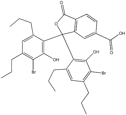 1,1-Bis(5-bromo-6-hydroxy-2,4-dipropylphenyl)-1,3-dihydro-3-oxoisobenzofuran-6-carboxylic acid Struktur