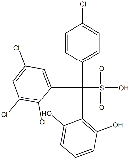 (4-Chlorophenyl)(2,3,5-trichlorophenyl)(2,6-dihydroxyphenyl)methanesulfonic acid Struktur