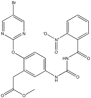 1-(2-Nitrobenzoyl)-3-[4-[(5-bromo-2-pyrimidinyl)oxy]-3-methoxycarbonylmethylphenyl]urea Struktur