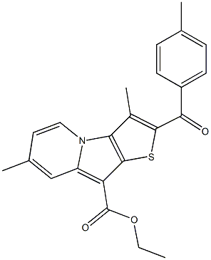 3,7-Dimethyl-2-(4-methylbenzoyl)thieno[2,3-b]indolizine-9-carboxylic acid ethyl ester Struktur