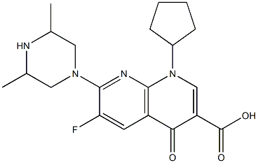 1-Cyclopentyl-4-oxo-6-fluoro-7-(3,5-dimethylpiperazin-1-yl)-1,4-dihydro-1,8-naphthyridine-3-carboxylic acid Struktur