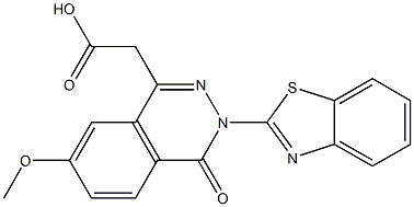 3-(2-Benzothiazolyl)-7-methoxy-3,4-dihydro-4-oxophthalazine-1-acetic acid Struktur