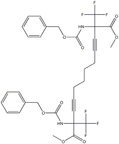 2,11-Bis(benzyloxycarbonylamino)-2,11-bis(trifluoromethyl)-3,9-dodecadiyne-1,12-dioic acid dimethyl ester Struktur