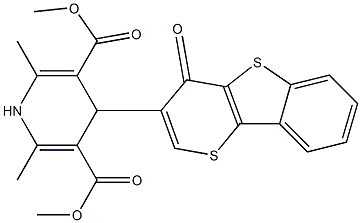 1,4-Dihydro-2,6-dimethyl-4-[4-oxo-4H-thiopyrano[3,2-b][1]benzothiophen-3-yl]pyridine-3,5-dicarboxylic acid dimethyl ester Struktur