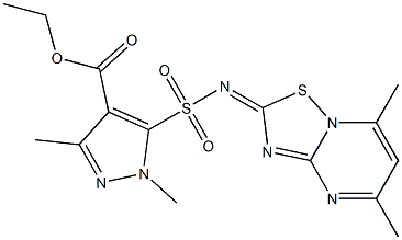 1,3-Dimethyl-5-[(5,7-dimethyl-2H-[1,2,4]thiadiazolo[2,3-a]pyrimidin-2-ylidene)sulfamoyl]-1H-pyrazole-4-carboxylic acid ethyl ester Struktur