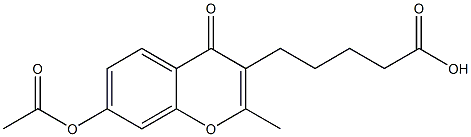 5-(7-Acetoxy-2-methyl-4-oxo-4H-1-benzopyran-3-yl)valeric acid Struktur