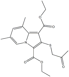 2-(2-Oxopropylthio)-6,8-dimethylindolizine-1,3-dicarboxylic acid diethyl ester Struktur