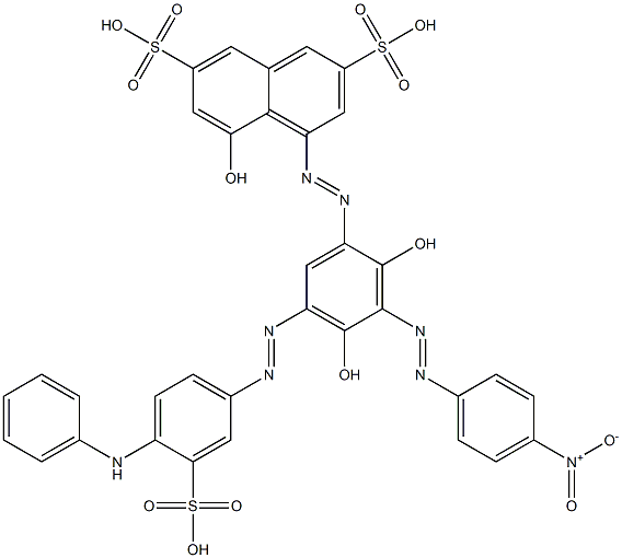 4-[[2,4-Dihydroxy-3-[(4-nitrophenyl)azo]-5-[[4-(phenylamino)-3-sulfophenyl]azo]phenyl]azo]-5-hydroxy-2,7-naphthalenedisulfonic acid Struktur