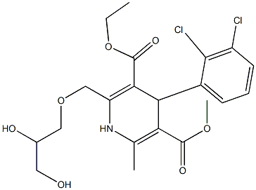 2-[(2,3-Dihydroxypropyloxy)methyl]-4-(2,3-dichlorophenyl)-1,4-dihydro-6-methylpyridine-3,5-dicarboxylic acid 3-ethyl 5-methyl ester Struktur