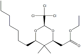 (2R,4S,6R)-2-Trichloromethyl-6-heptyl-5,5-dimethyl-1,3-dioxane-4-acetic acid ethyl ester Struktur