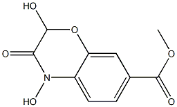 3,4-Dihydro-2,4-dihydroxy-3-oxo-2H-1,4-benzoxazine-7-carboxylic acid methyl ester Struktur