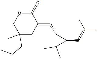 (3Z)-5-Methyl-5-propyl-3-[[(1R,2R)-3,3-dimethyl-2-(2-methyl-1-propenyl)cyclopropan-1-yl]methylene]tetrahydro-2H-pyran-2-one Struktur