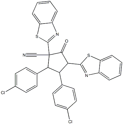 1,3-Bis(benzothiazol-2-yl)-2-oxo-4,5-bis(4-chlorophenyl)cyclopentane-1-carbonitrile Struktur