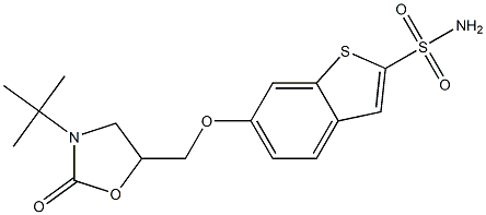 6-[(3-tert-Butyl-2-oxooxazolidin-5-yl)methoxy]benzo[b]thiophene-2-sulfonamide Struktur