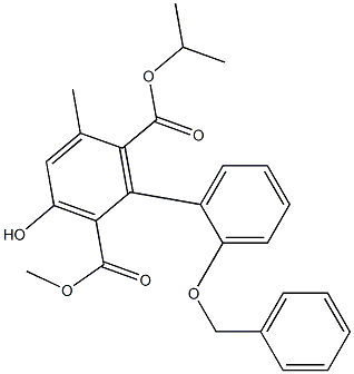 3-Hydroxy-5-methyl-2'-phenylmethoxy-1,1'-biphenyl-2,6-dicarboxylic acid 2-methyl 6-isopropyl ester Struktur