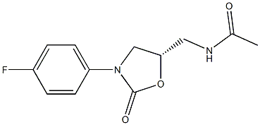 (5S)-5-Acetylaminomethyl-3-[4-fluorophenyl]oxazolidin-2-one Struktur