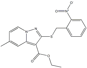 2-[[(2-Nitrophenyl)methyl]thio]-5-methylpyrazolo[1,5-a]pyridine-3-carboxylic acid ethyl ester Struktur