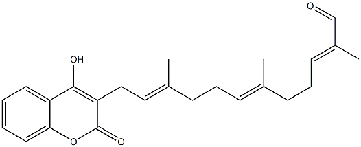 4-Hydroxy-3-[(2E,6E,10E)-12-oxo-3,7,11-trimethyl-2,6,10-dodecatrien-1-yl]-2H-1-benzopyran-2-one Struktur