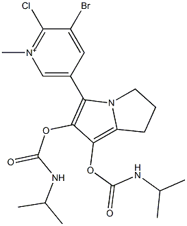 3-Bromo-2-chloro-5-[[6,7-dihydro-1,2-bis(isopropylaminocarbonyloxy)-5H-pyrrolizin]-3-yl]-1-methylpyridinium Struktur