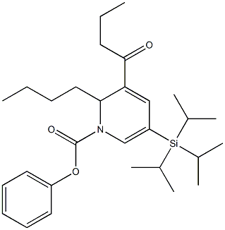 3-Butyryl-1,2-dihydro-5-(triisopropylsilyl)-2-butylpyridine-1-carboxylic acid phenyl ester Struktur