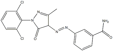 4-(3-Carbamoylphenylazo)-1-(2,6-dichlorophenyl)-3-methyl-5(4H)-pyrazolone Struktur