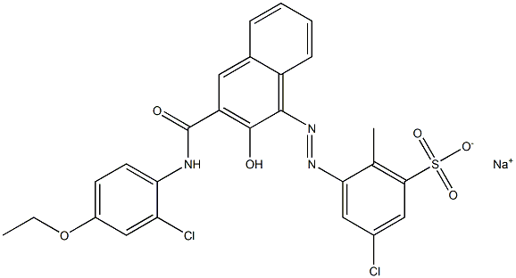 3-Chloro-6-methyl-5-[[3-[[(2-chloro-4-ethoxyphenyl)amino]carbonyl]-2-hydroxy-1-naphtyl]azo]benzenesulfonic acid sodium salt Struktur