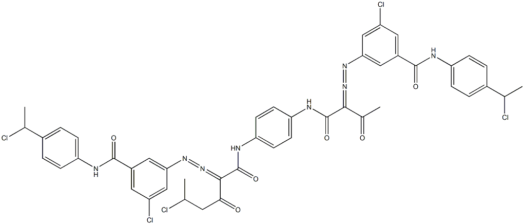 3,3'-[2-(1-Chloroethyl)-1,4-phenylenebis[iminocarbonyl(acetylmethylene)azo]]bis[N-[4-(1-chloroethyl)phenyl]-5-chlorobenzamide] Struktur