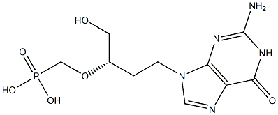 [(S)-3-[(2-Amino-1,6-dihydro-6-oxo-9H-purin)-9-yl]-1-(hydroxymethyl)propyloxy]methylphosphonic acid Struktur