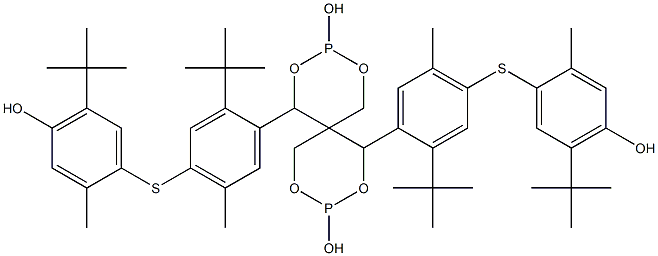 1,7-Bis[4-[(5-tert-butyl-4-hydroxy-2-methylphenyl)thio]-2-tert-butyl-5-methylphenyl]-2,4,8,10-tetraoxa-3,9-diphosphaspiro[5.5]undecane-3,9-diol Struktur