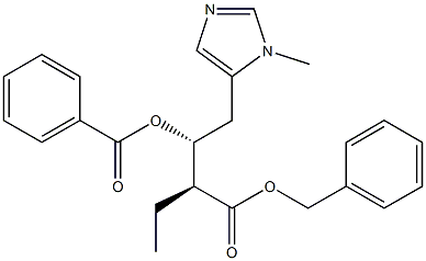 (2S,3R)-2-Ethyl-4-[(1-methyl-1H-imidazol)-5-yl]-3-benzoyloxybutanoic acid benzyl ester Struktur