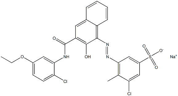 3-Chloro-4-methyl-5-[[3-[[(2-chloro-5-ethoxyphenyl)amino]carbonyl]-2-hydroxy-1-naphtyl]azo]benzenesulfonic acid sodium salt Struktur