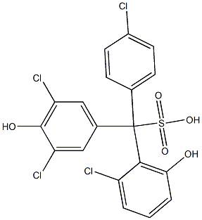 (4-Chlorophenyl)(2-chloro-6-hydroxyphenyl)(3,5-dichloro-4-hydroxyphenyl)methanesulfonic acid Struktur