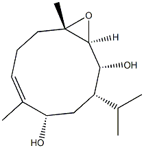 (1S,2S,3R,4S,6S,7E)-1,2-Epoxy-1,7-dimethyl-4-isopropyl-7-cyclodecene-3,6-diol Struktur