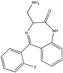 3-Aminomethyl-5-(2-fluorophenyl)-1H-1,4-benzodiazepin-2(3H)-one Struktur