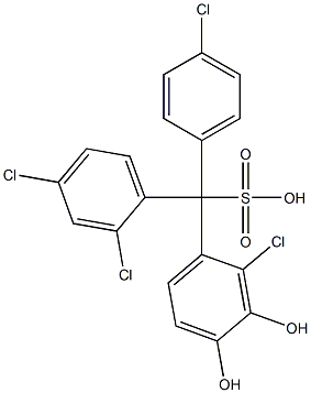 (4-Chlorophenyl)(2,4-dichlorophenyl)(2-chloro-3,4-dihydroxyphenyl)methanesulfonic acid Struktur